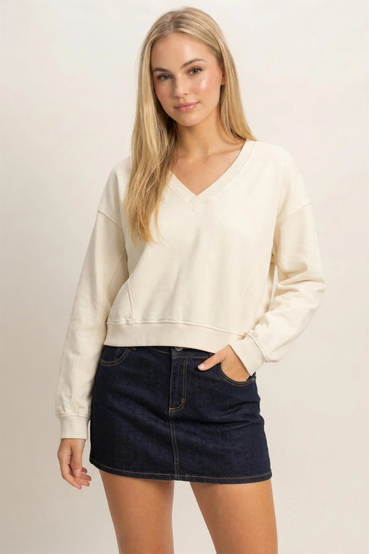 SNOW WASH V-NECK TOP