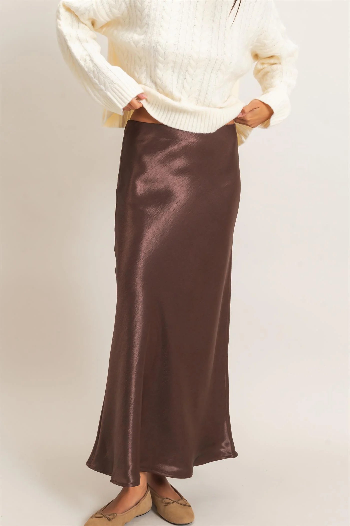 SATIN  MIDI SKIRT