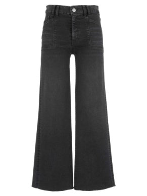 KUT MEG WIDE LEG DENIM FRONT POCKETS INSET-RAW HEM