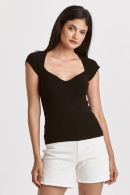 HEART SHAPE NECK CAP SLEEVE TOP