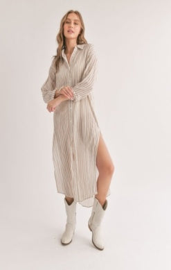 THIN STRIPE OUTER LAYER DUSTER SHIRT