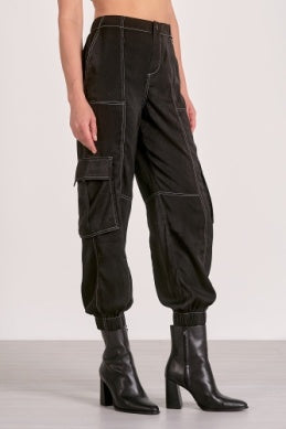 SILK LIKE PULL ON CARGO PANTS