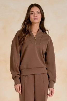 LONG SLEEVE TOP WITH  3/4 ZIP