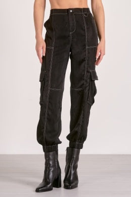 SILK LIKE PULL ON CARGO PANTS