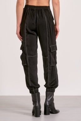 SILK LIKE PULL ON CARGO PANTS