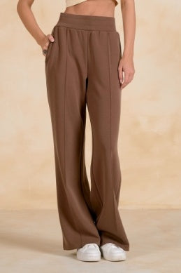 ELASTIC TIE WAIST BAND PANTS WITH FRONT POCKETS
