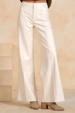 FAUX LEATER WIDE LEG TROUSER PANT