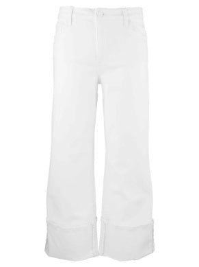 KUT CHARLOTTE WIDE LEG ROLL UP WHITE DENIM JEAN