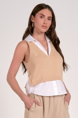 LIGHT WEIGHT KNIT V NECK SWEATER VEST