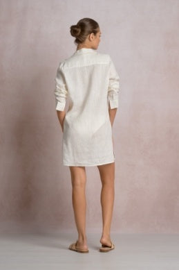 COLLARED LONG SLEEVE TIE TOP