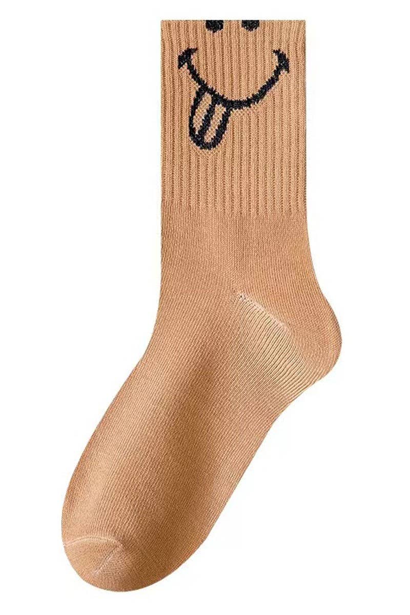 CREW SOCKS WITH SMILEY FACE