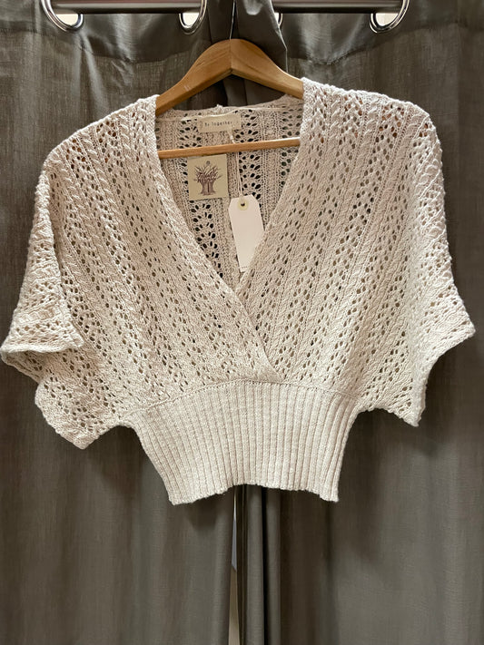 KNIT CROP V CROSS SWEATER